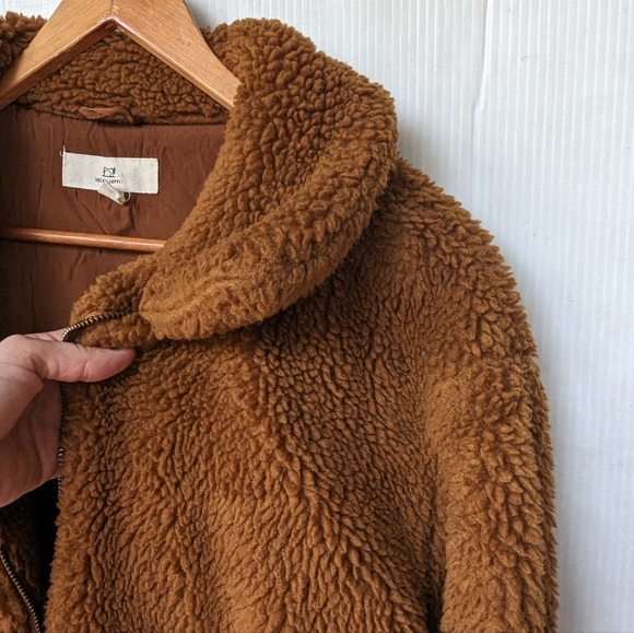THREAD & SUPPLY women's plush sherpa teddy bear jacket brown faux fur - Picture 4 of 10